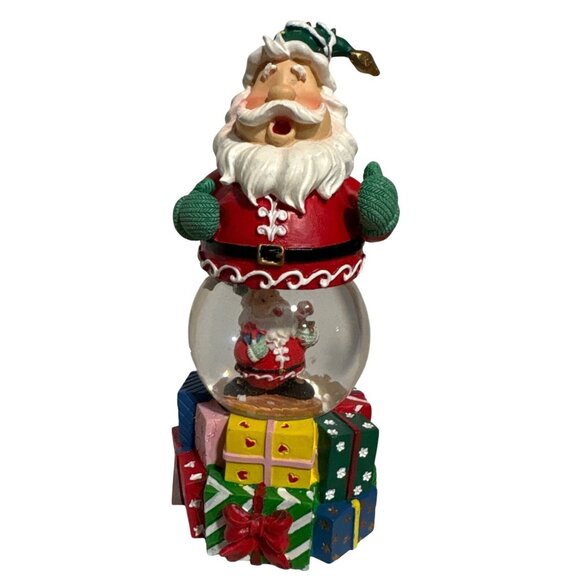 Santa Claus Snowglobe Resin Figure 45mm Holiday Joy with Box 5" Tall - Picture 3 of 9